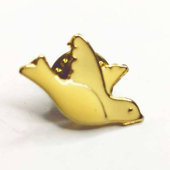 Yellow Dove Enamel Lapel Pin Badge With Gold-Tone Finish - Picture 2 of 4